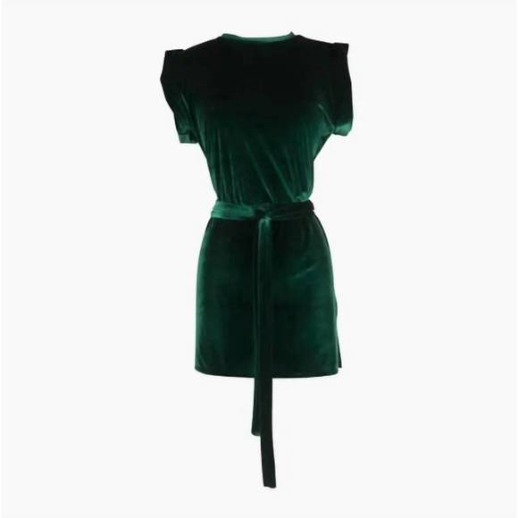 NEW JENNAFER GRACE emerald velvet tunic with belt in green - Picture 1 of 5
